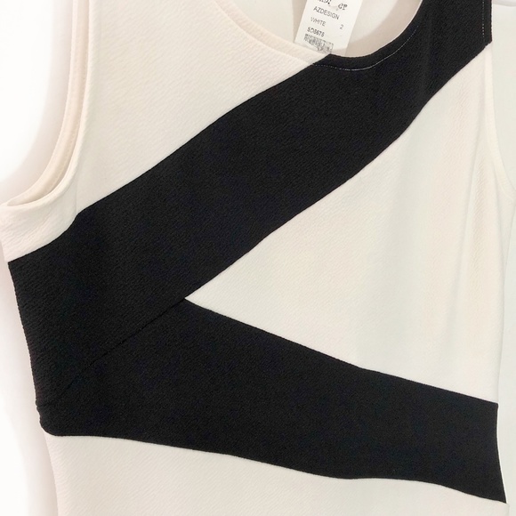 NWT Black & White Asymmetrical Sleeveless Bodycon - Picture 3 of 6